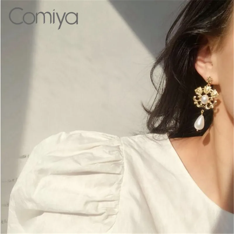 Висячие серьги Comiya для женщин акриловые жемчужные цветочные подвеска золотого