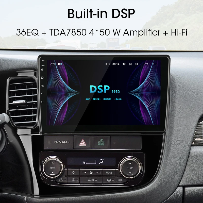 Jansite 1" Автомагнитола для Mitsubishi Outlander 3 2013- 4G RDS Android gps Bluetooth 2.5D Мультимедиа Видео плеер с рамкой