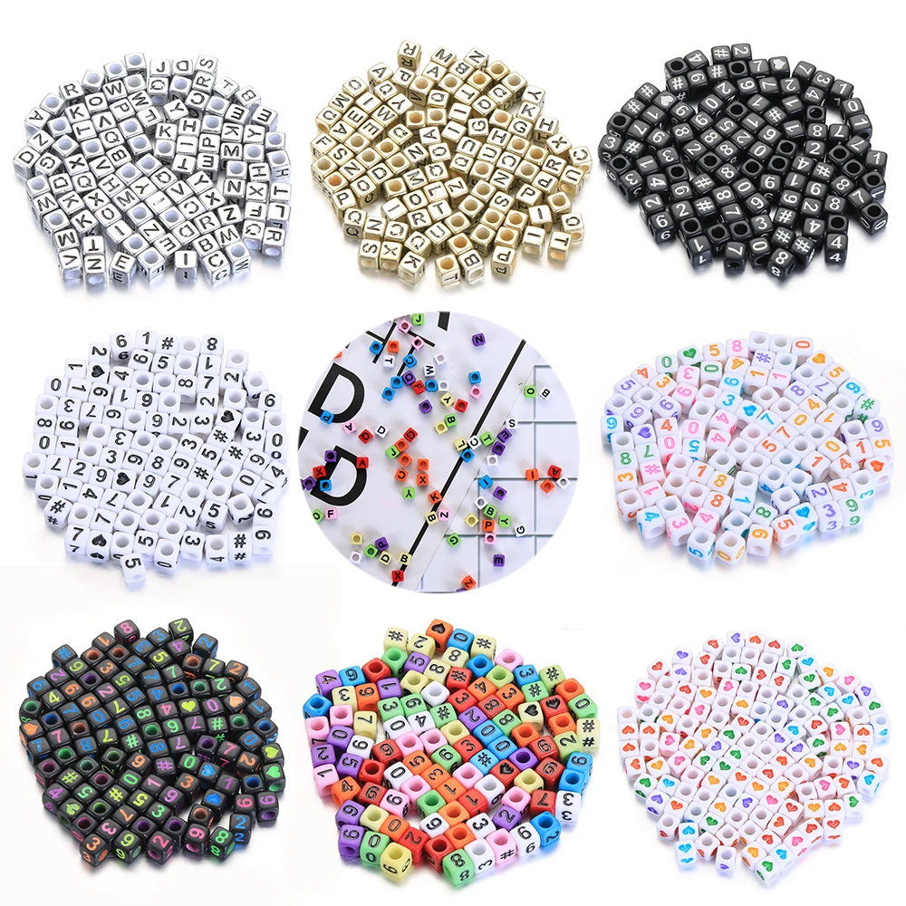 

100Pcs Acrylic Cube Beads Mixed Russian Alphabet Letter for DIY Necklace Bracelet Making Child Kids Craft Material Accessories