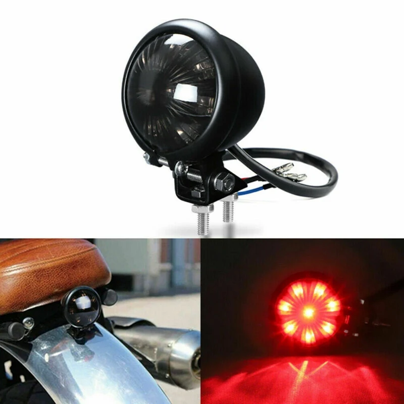 

Motorcycle Red LED Tail Light Brake Steering Light Stop Tail Light Motorbike 12V Red/black Lampshade Brake Retro Metal Rear Lamp