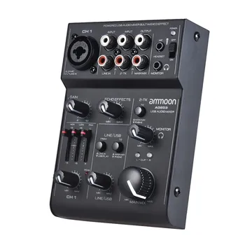 

AGE03 5-Channel Mini Mic-Line Mixing Console Mixer Built-in Echo Effect USB Powered for Recording DJ Network Live Broadcast