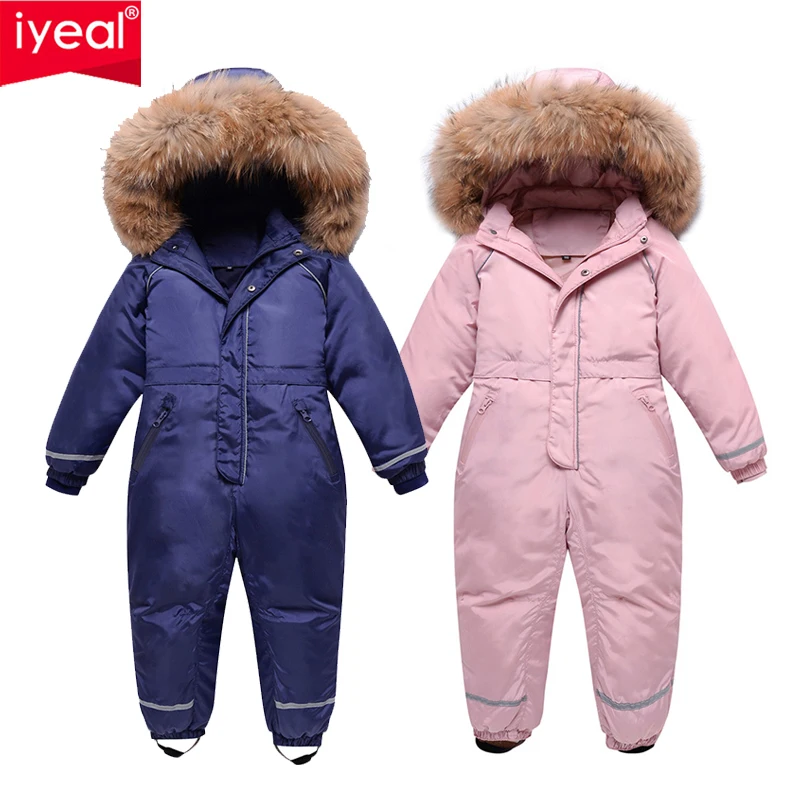 

IYEAL Russia Cold Winter Children Clothing Ski Suit Down Jacket Kids Boy Outerwear Coat Waterproof Snowsuits Girl Parka 3-8Years