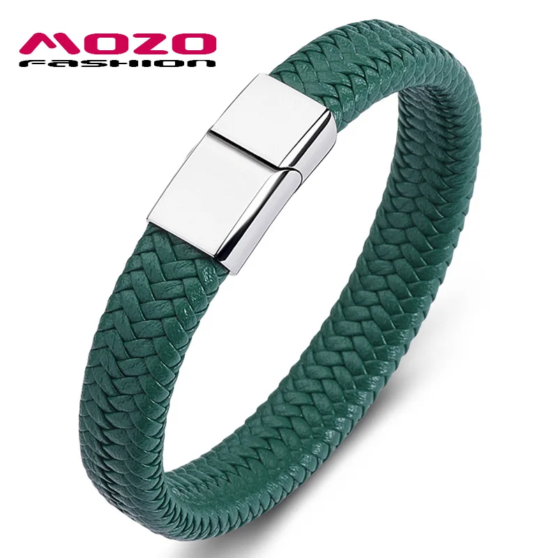 Mozo fashion подвеска белый плетеный кожаный браслет из нержавеющей стали магнитный браслет со стальными элементами модные женские туфли браслеты 161 - Окраска металла: SY161-LU
