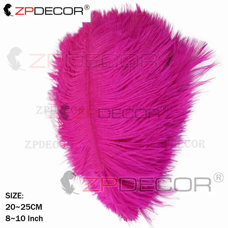 Темно-розовый ZPDECOR Красивые 20-25 см/8-10 дюймов страусиные перья для рукоделия ювелирных изделий для свадебной вечеринки - Цвет: Темно-розовый