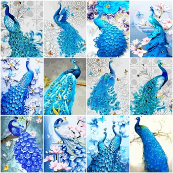 

HUACAN Painting By Number Frameless Peacock Drawing On Canvas Picture By Numbers Animal Kits Home Decors