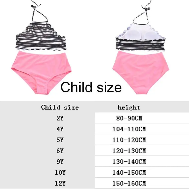 Пляжная одежда для родителей и детей, простое однотонное полиэфирное дышащее эластичное регулируемое бикини, Модный женский купальник