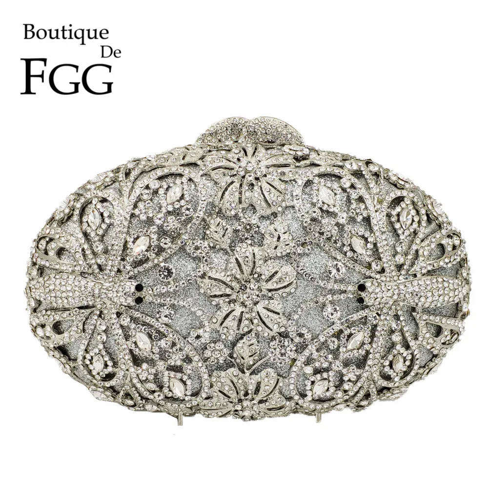 Женский клатч с кристаллами Boutique De FGG модная вечерняя сумочка рисунком стрекозы