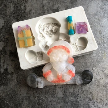

Christmas Featival Mold Santa Claus Gift Box Resin Mold Silicone Christmas Man Molds Gumpaste Fondant Cake Decor Tools