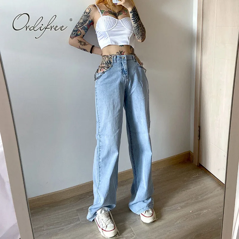 Ordifree 2020 Summer Women Jeans Wide Leg Pants Loose Streetwear Fashion Casual Denim Pants Trousers Ordifree 2020 Summer Women Jeans Wide Leg Pants Loose Streetwear Fashion Casual Denim Pants Trousers