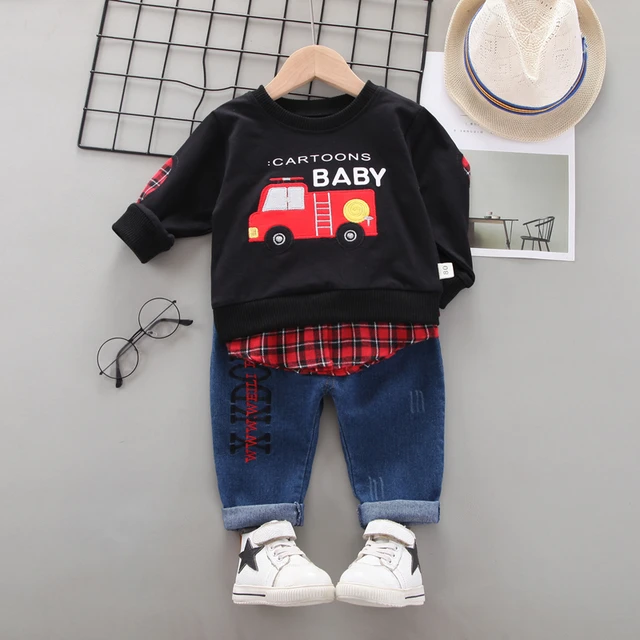Fashion Spring Autumn Baby Girl Clothes Children Boys Casual Letter Jacket Pants 2Pcs/set Toddler Cotton Costume Kids Tracksuits XHxiaofangcheF Black