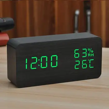 

Creative Led Wooden Alarm Clock Students Clock Mute Clock Minimalist Near The Bedroom Intelligent Multi-Function Digital Clock
