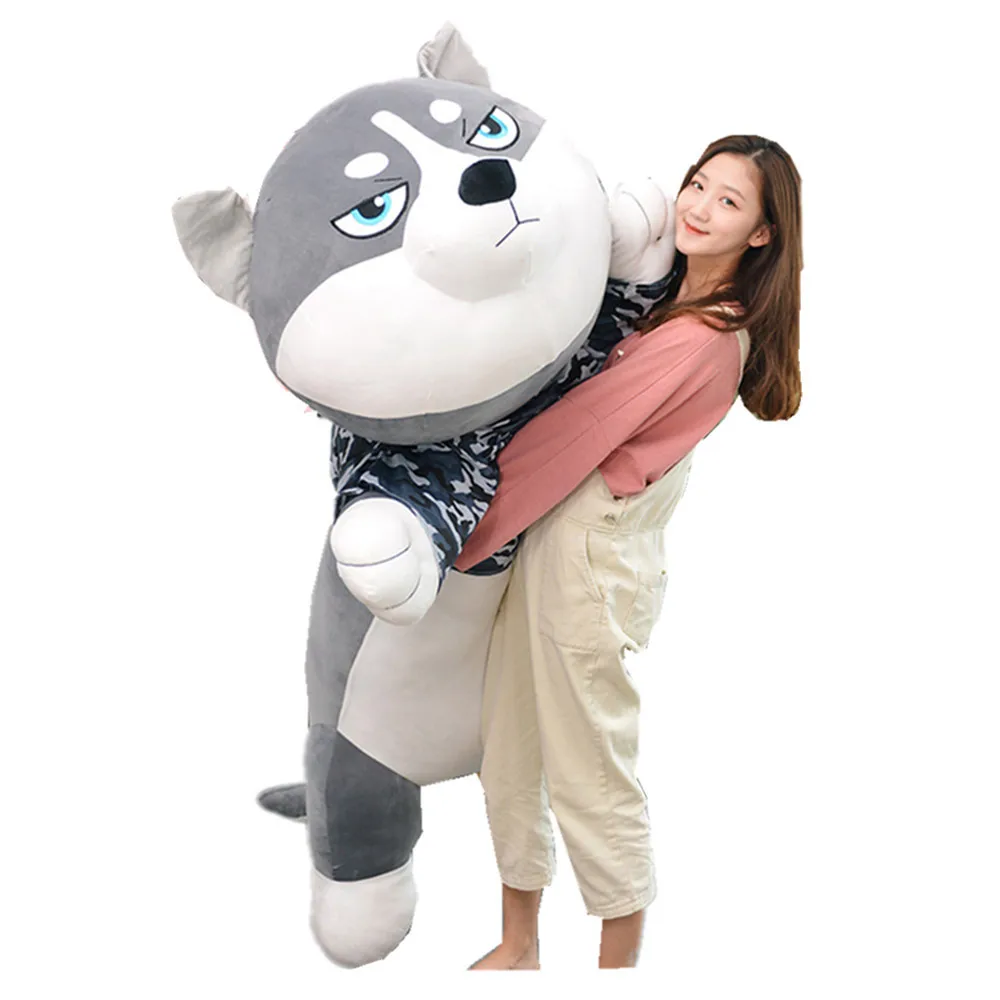 Giant Pop Cute Soft Cartoon Lying Husky Plush Doll Pillow Big Stuffed Animal Dog