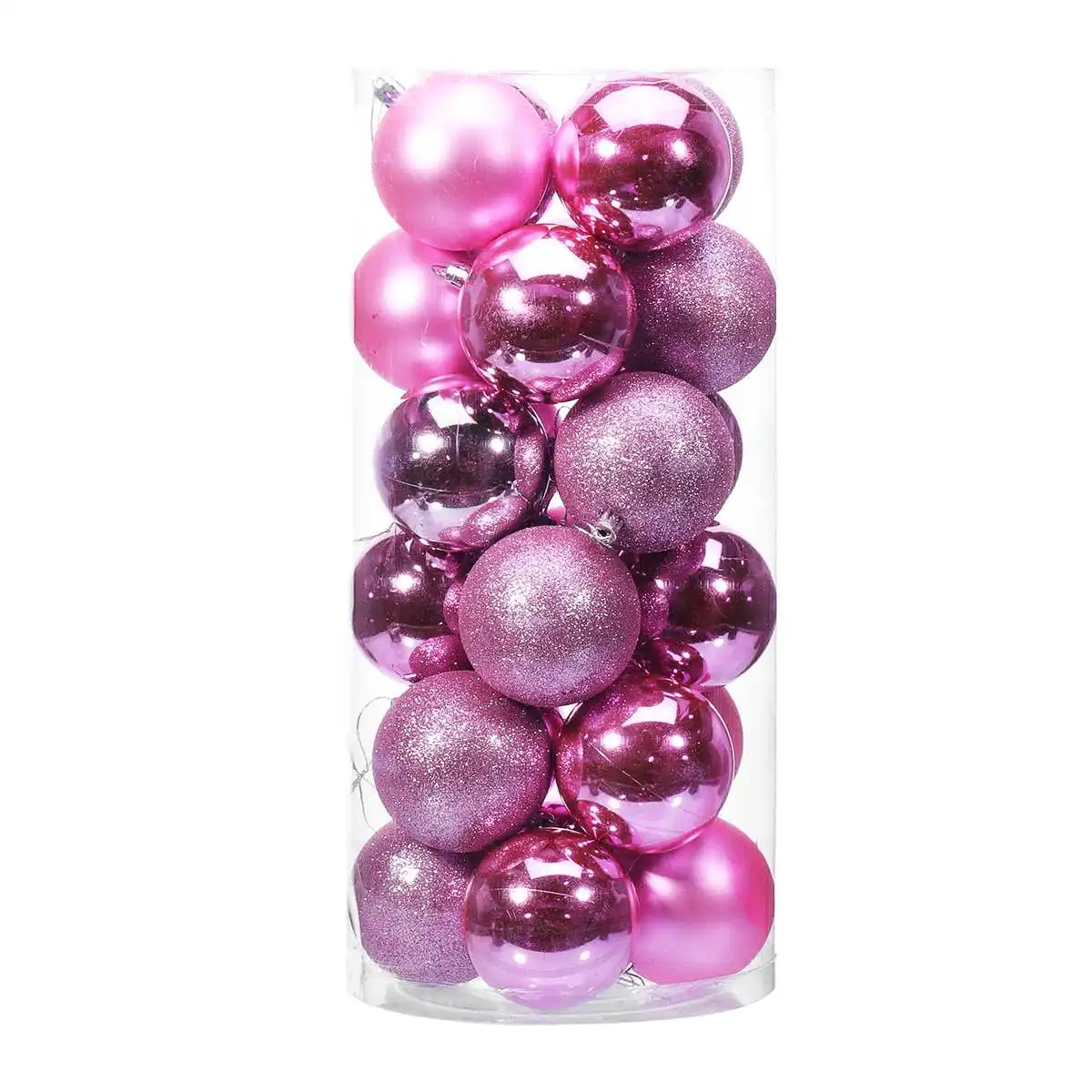 Pink 24 шт./компл. 8 см Елочное украшение шары Пластик подвесные кулоны украшения фенечки рождественские украшения для дома подарки - Цвет: Pink