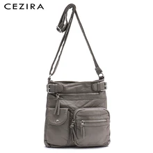 CEZIRA/повседневные женские сумки-мессенджеры из искусственной кожи с эффектом потертости; маленькая сумка на плечо с несколькими карманами для девочек; сумки на плечо на молнии