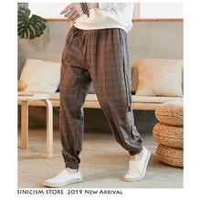 Sinicism Store мужские свободные шаровары осенние новые китайские стильные мужские хлопковые и льняные штаны больших размеров корейские штаны