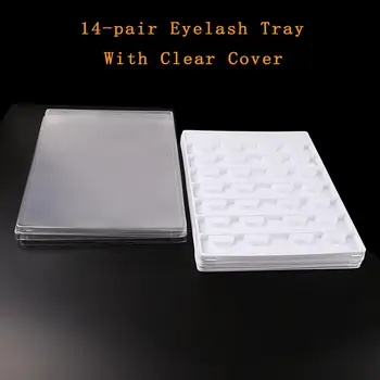 

14-pair White Eyelash Case with Clear Lid for False Eyelashes ( Sample Lashes Tray )