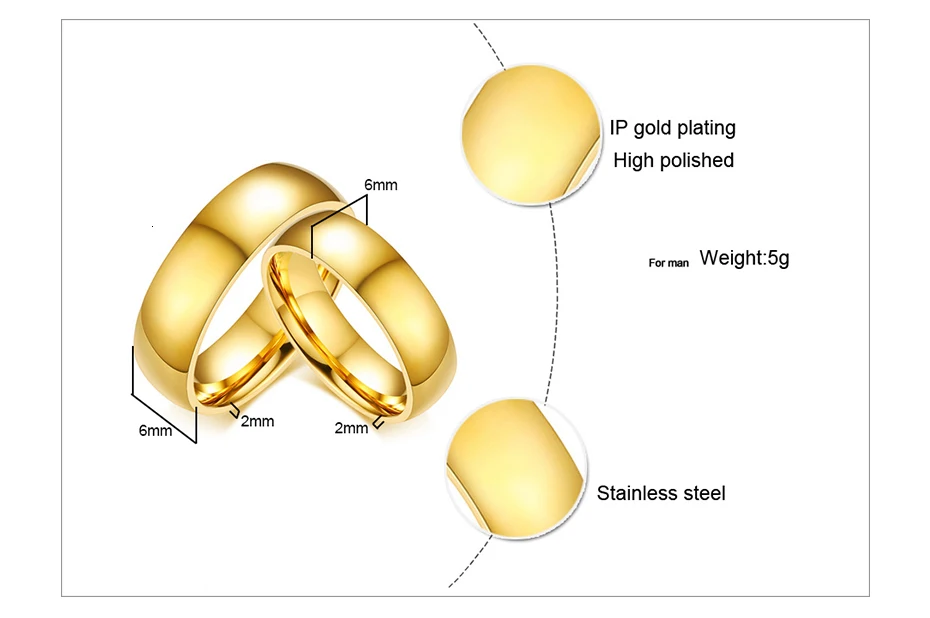 Vnox гравировка имя персонализированные свадебные кольца для мужчин и женщин золотой цвет нержавеющая сталь обручальные кольца для пар