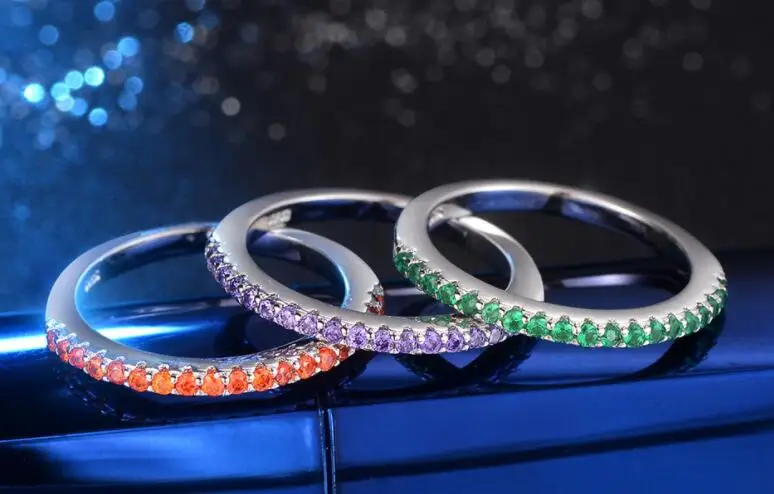 Простые Кольца с разноцветными AAA цирконами, изящные женские кольца с кристаллами, 925 пробы, серебряные, свадебные украшения для женщин, anilons