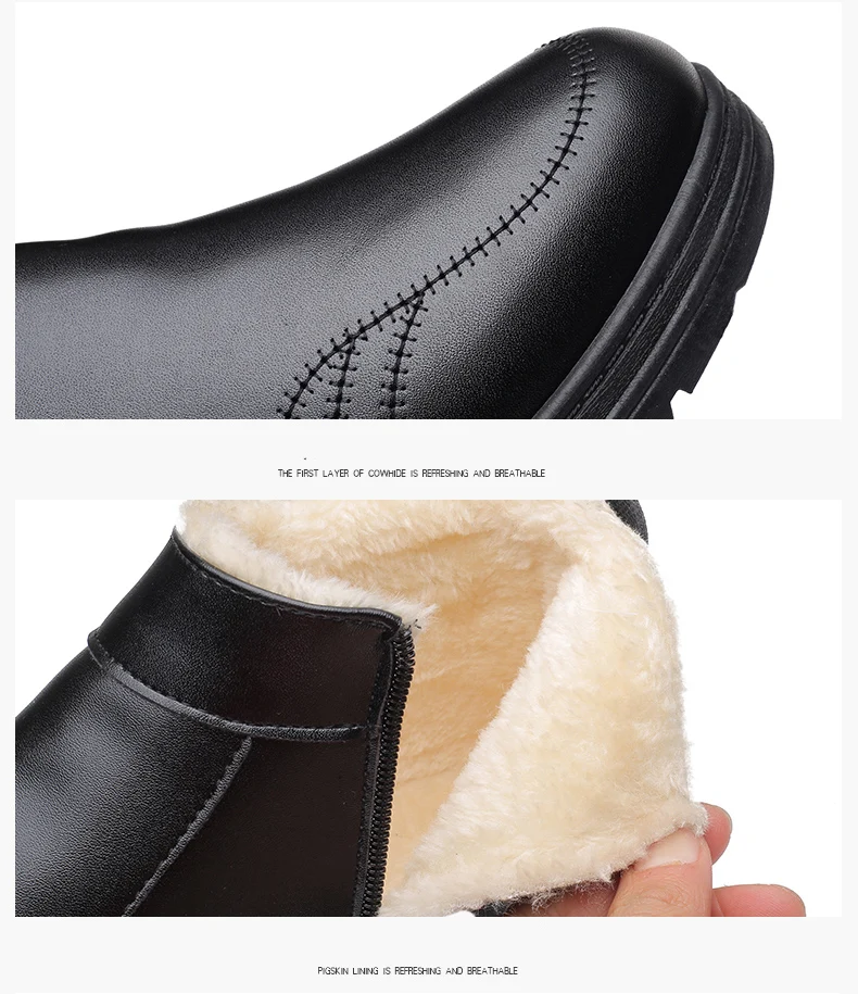 VESONAL/; теплые кожаные высокие мужские ботинки на молнии; зимняя обувь; сезон осень-зима; меховая плюшевая классическая мужская повседневная обувь; кроссовки; обувь