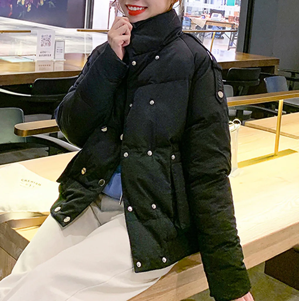 Abrigos Mujer Invierno новая парка на молнии Короткая куртка с хлопковой подкладкой теплая зимняя куртка для женщин однотонное зимнее пальто для женщин s# J30