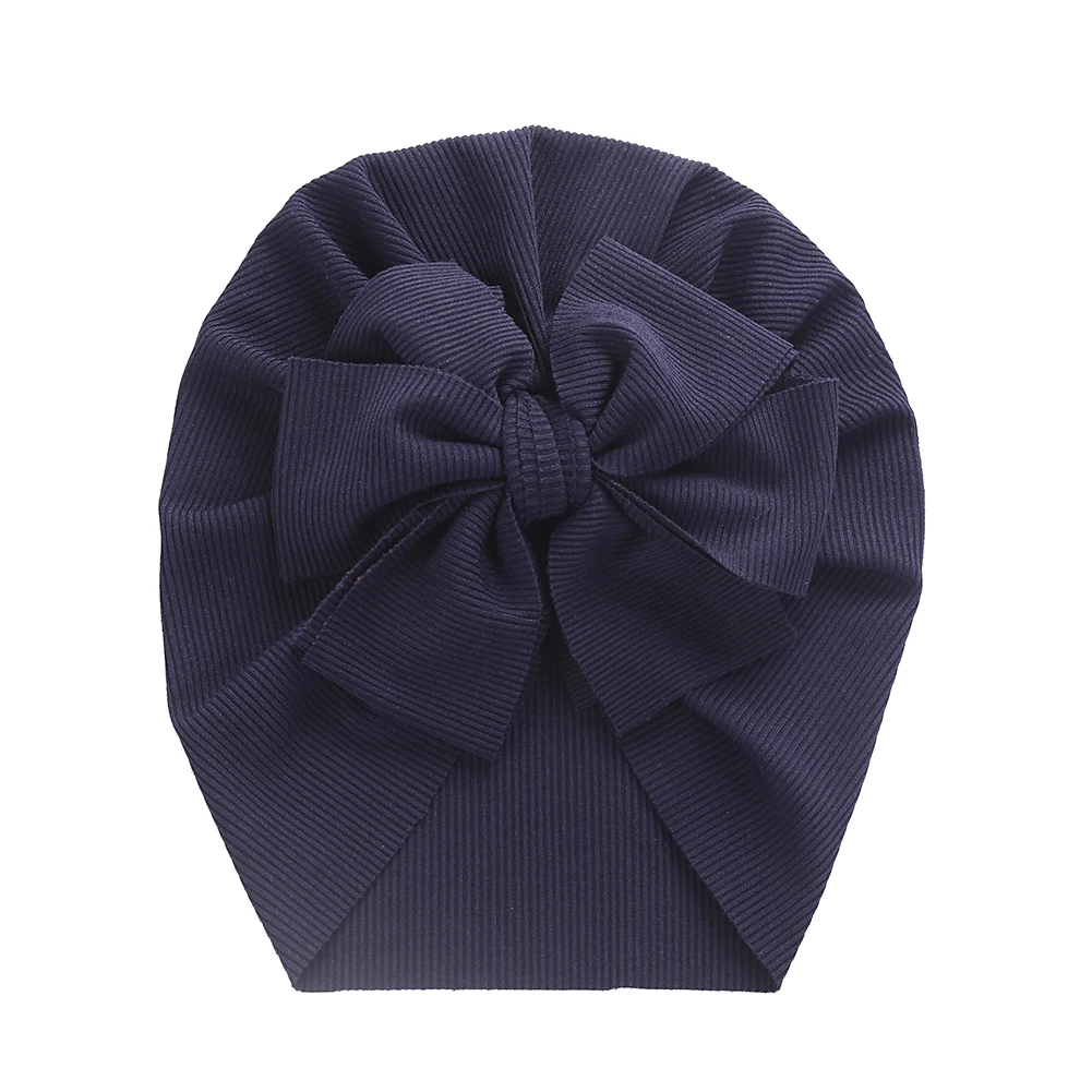 Solid Ribbed Bunny Knot Turban Hats for Baby Boys Girls Beanies Striped Thin Elastic Caps Bonnet Newborn Toddler 0-4T Headwraps baby accessories