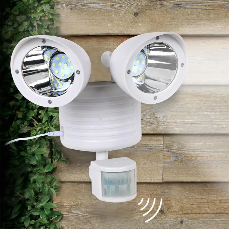 

1 Set Solar Lamp Night Lights PIR Body Sensor Double Head Body Sensor Dual Security Detector Nightlight Pathway Solar Powered