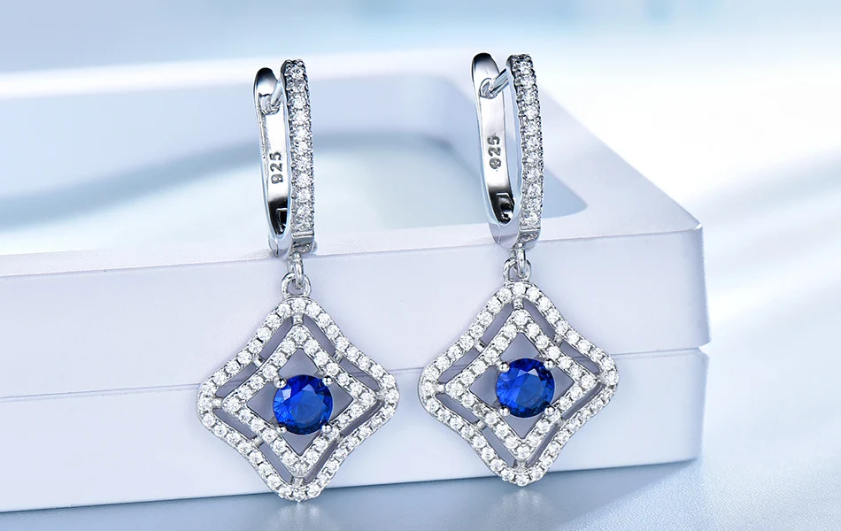 ORSA JEWELS твердые 925 пробы серебряные серьги-кольца для женщин из настоящего сапфира роскошные женские ювелирные изделия VSE04