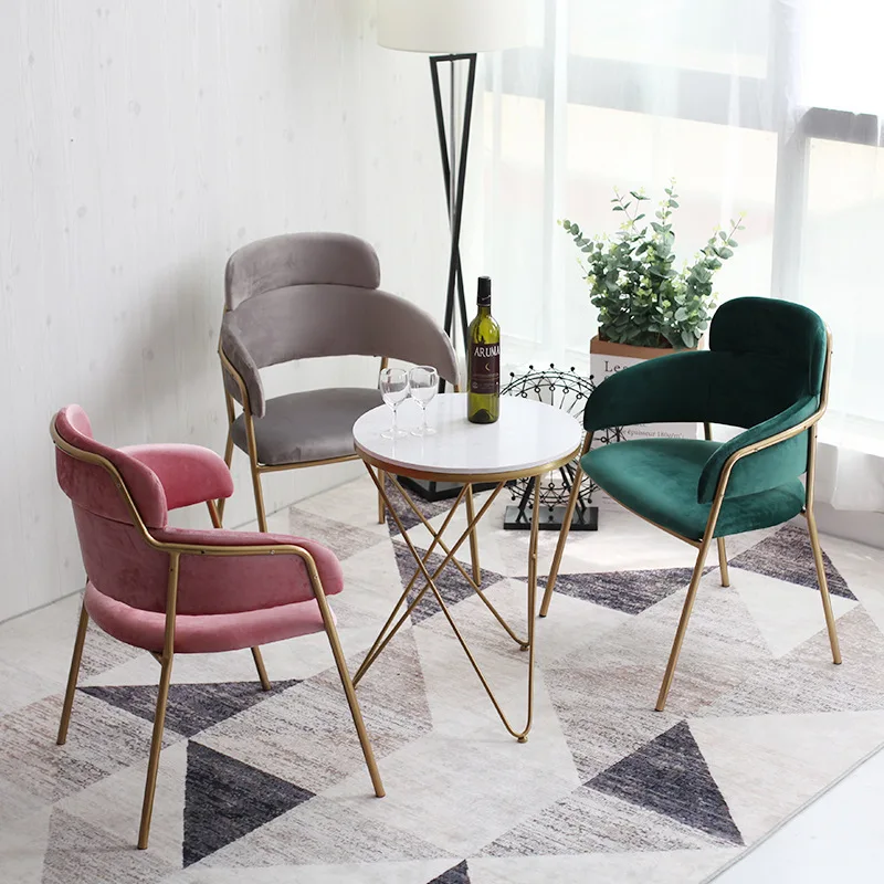 Скандинавский минималистичный обеденный стул из золотого железа креативный