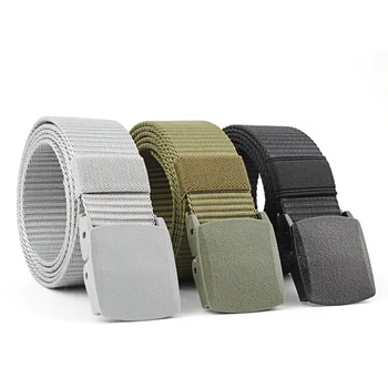 

2019 Fashion Male Belt Canvas Wild Woven Tactical Waist Belt Man Women Plastic Automatic Buckle Belts