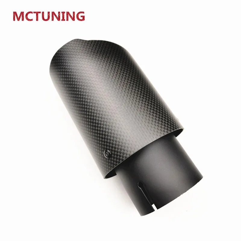 

Universal One piece Matte Carbon Fiber + Black Stainless Steel For Car Carbon Exhaust Tips Tail Pipes