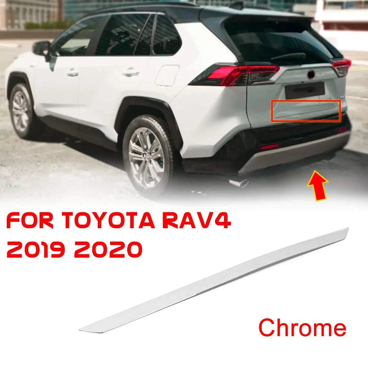 

Chrome ABS Rear Trunk Lid Edge Tailgate Boot Door Bottom Cover Trim Garnish Molding Strip For Toyota RAV4 2019 2020