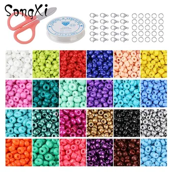 

24Color Glass Seeds Beads Kits Czech Beads for DIY Bracelet Necklaces Jewelry Making Accessories 2 3 4mm Round Loose Spacer Bead