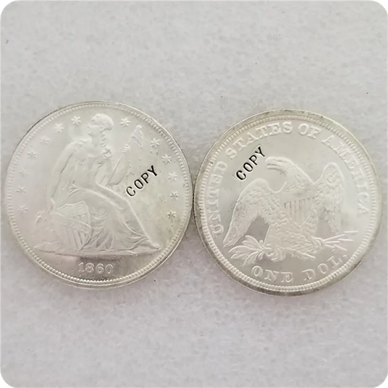 1860-P UNC USA 1840-186" Seated Liberty" 1 Dollar UNC copy coins medal-replica coins collectibles - Цвет: 1860-P