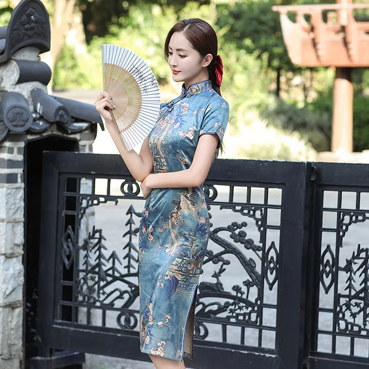 Modern Qipao Dress Silk Chinese Traditional Women Dresses Cheongsam Elegant Vestidos Wedding Party Dress Plus Size for Women