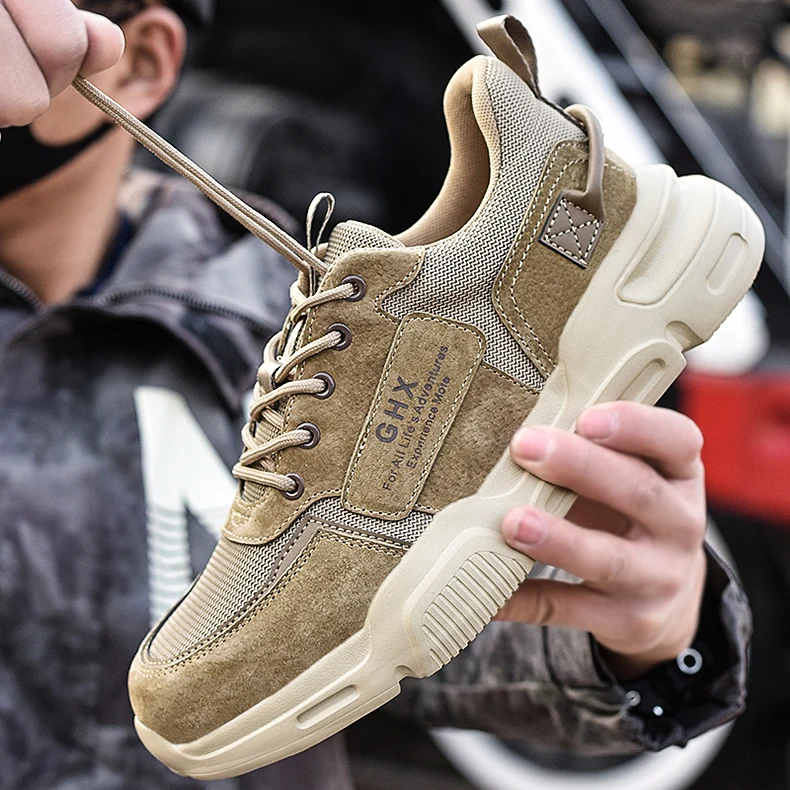 Work safety shoes men steel toe anti-puncture indestructible lightweight breathable safety boots Kevlar insole work sneakers safety shoes men shoes