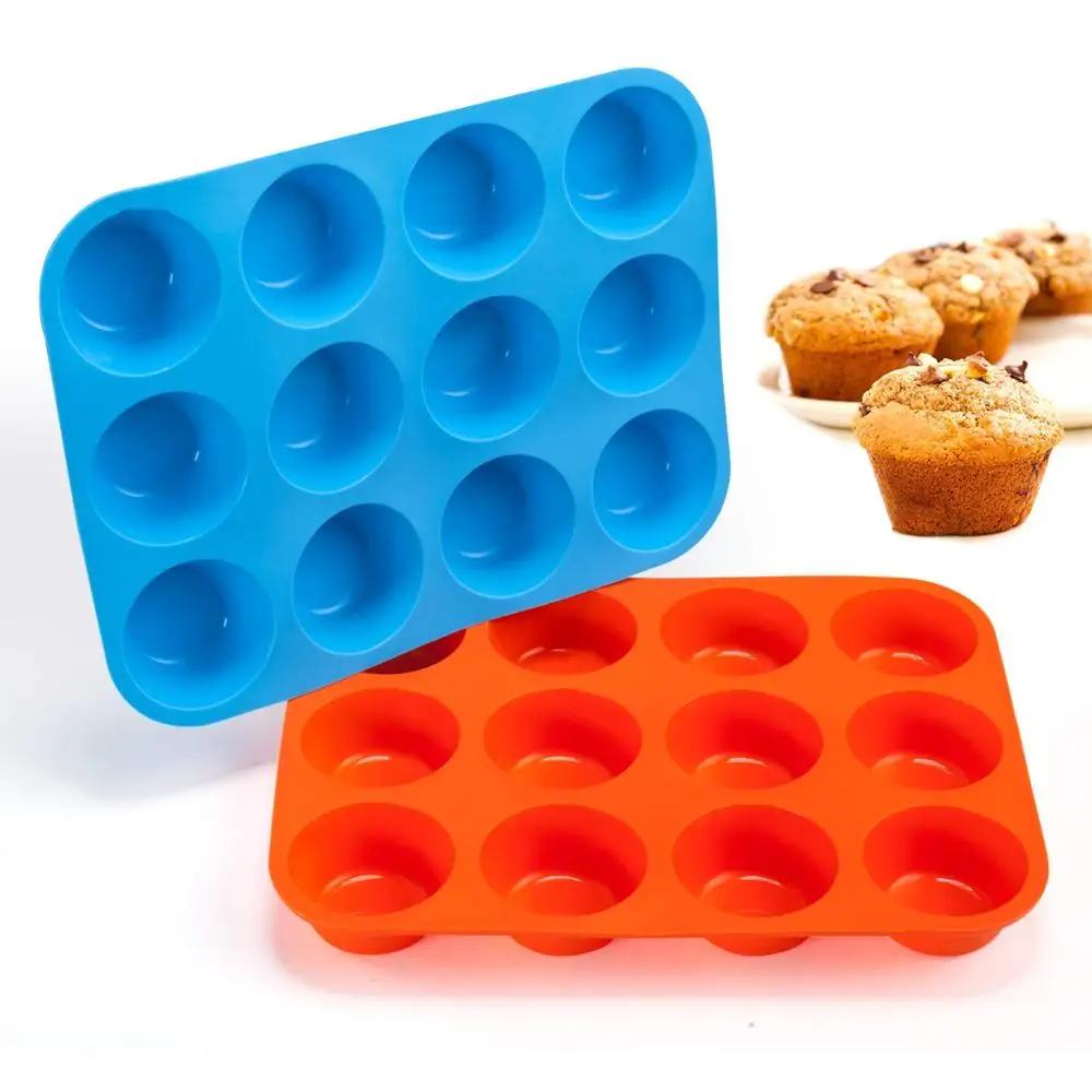 Silicone Muffin Baking Mold 12 Cup Chocolate Cake Mould Pan Cupcake Cookie 
