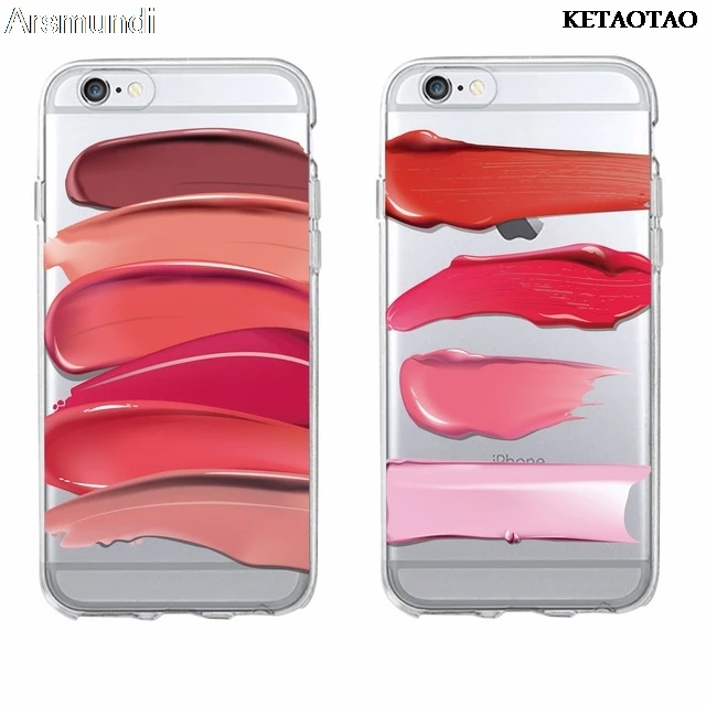 KETAOTAO Sexy Smears lipstick Beauty Cosmetics Makeup for iPhone 4 5C 5S 6 6S 7 8 Plus X Case Crystal Clear Soft TPU Cover Cases |