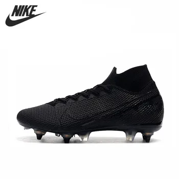 

Nike Mercurial Superfly 7 Elite SG-PRO AC Flyknit 360 Sneakers Men High Ankle Football Cleats Shoes Mans Soccer Blue Boots
