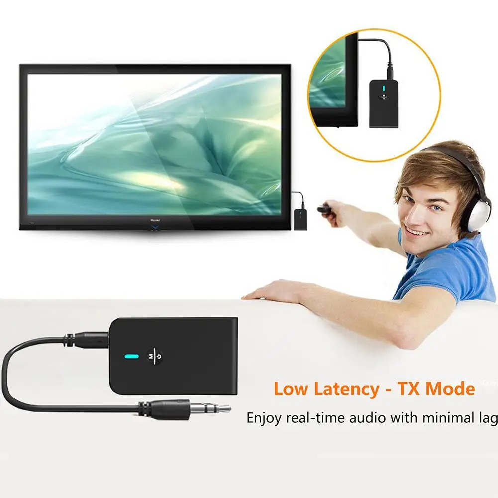Низкая задержка 5,0 Bluetooth передатчик приемник 2 в 1 аудио беспроводной адаптер для автомобиля ТВ ПК динамик наушники 3,5 мм Aux разъем
