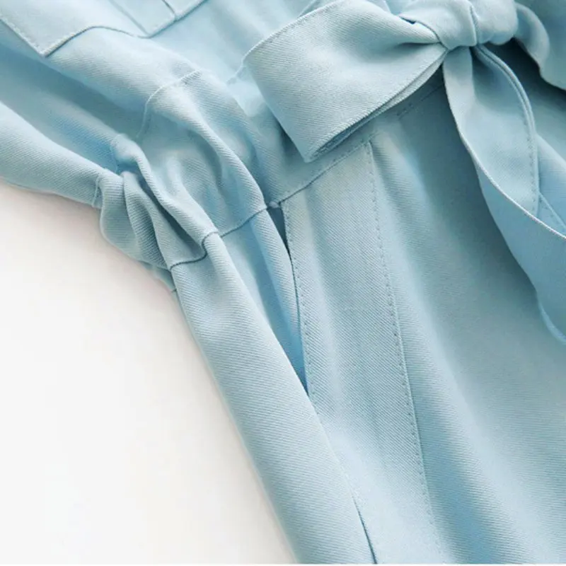 Женские платья весна осень с коротким рукавом рубашка платье женский синий Vestidos NS