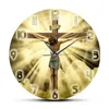 Jesus Christ On Cross Good Friday Calvary Wall Clock Christian Spiritual God Prayer Silent Wall Clock Bible Faith Home Decor 1