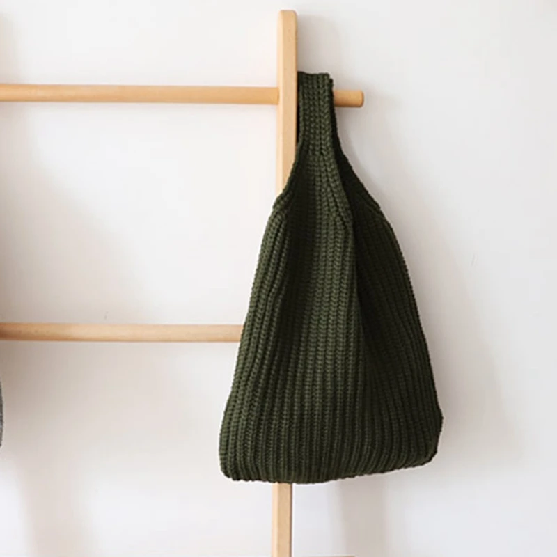 New Comfortable Woolen Woven Knitted Bag Handbags Fashionable Simple Ladies Totes Shoulder Handbag Crochet Bag Women Girl Bags