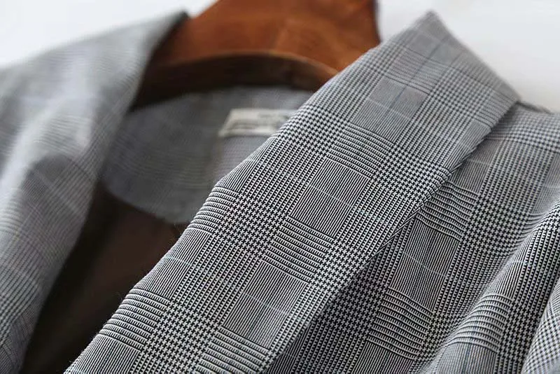 Осенний Женский блейзер с рукавами-колокольчиками двубортный женский пиджак с оборками плиссированный тонкий офисный женский свободный костюм YNZZU YO959