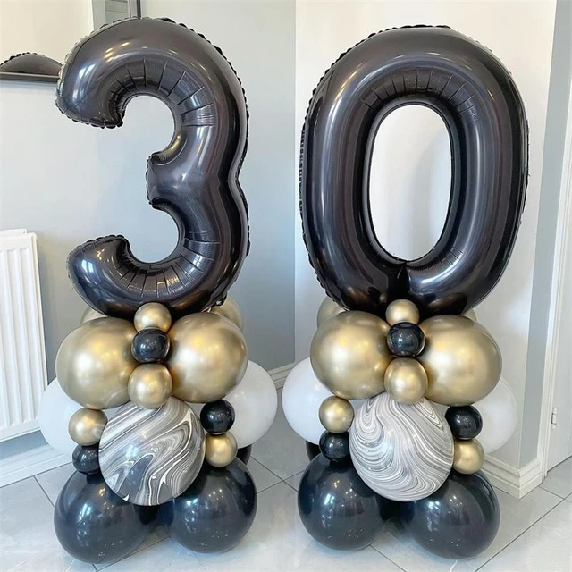 Palloncini Foil numero nero da 40 pollici colonna compleanno palloncini in  lattice bianco oro palloncini principessa per compleanno Babyshower festa  donna - AliExpress