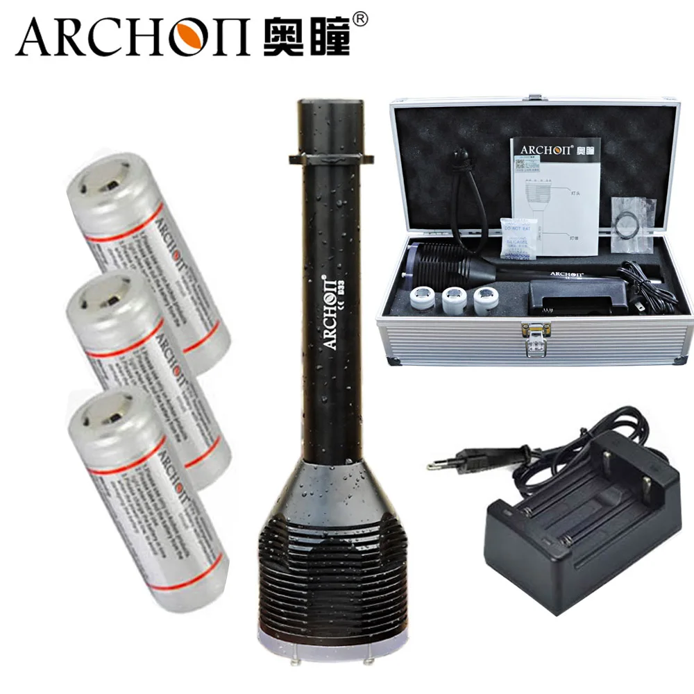 ARCHON W39 D33 3000лм светодиодный фонарик для дайвинга 26650 батарея фонарь для дайвинга 30 Вт подводная лампа 100 м фонарь для дайвинга