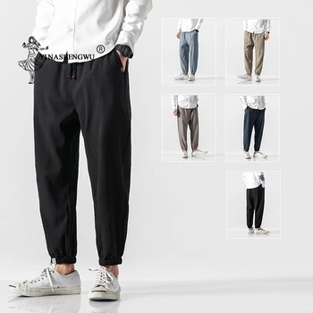 

Men Trousers Casual Japanese Kimono Traditional Pants Casual Harem Pants Male Chinese Harajuku Linen long Pants Asian Clothing