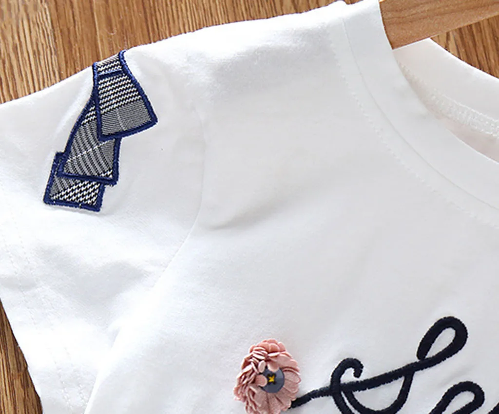 2020 комплект летней одежды для маленьких девочек: футболка с короткими рукавами и