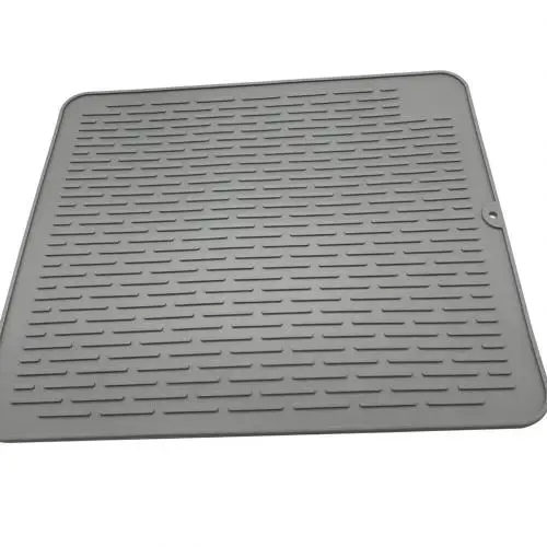 Grey 45x40cm Silicone Heat Resistant Non-toxic Anti-scald Dish Cup Table Draining Drying Mat Pad Can roll up Placemat For Kitchen - Цвет: Grey