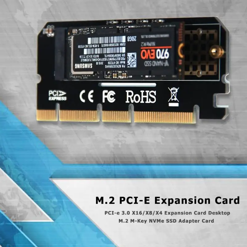 M.2 PCI-E Плата расширения PCI-e 3,0X16/X8/X4 адаптер для настольного компьютера M.2 M-Key NVMe SSD конвертер твердотельного накопителя