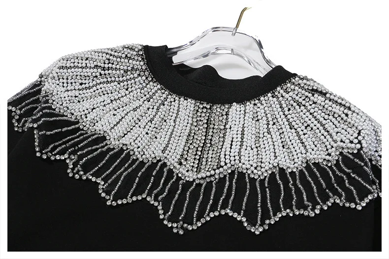 SuperAen Europe Hoody Beaded Round Neck Sweatshirts Women Autumn and Winter New Wild Casual Cotton Ladeis Sweatshirts